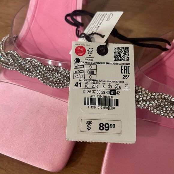 🆕 NWT Zara Square Toe Heels with Rhinestone Accents Size 41/ US 10 - Picture 9 of 9